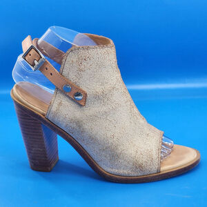 RAG & BONE Wyatt distressed leather slingback heels booties 37.5 7.5